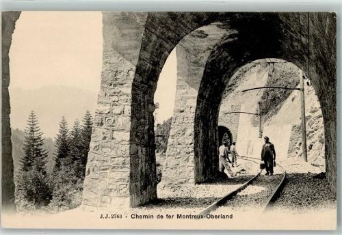 1927 Chemin - Montreux Oberland Gleise Arbeiter Mann Tunnel Tor