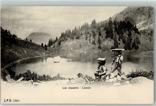 Lac Lioson Lac alpestre Männer Ruderboot