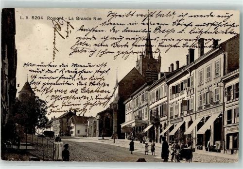 Romont FR 1913 La Grande Rue