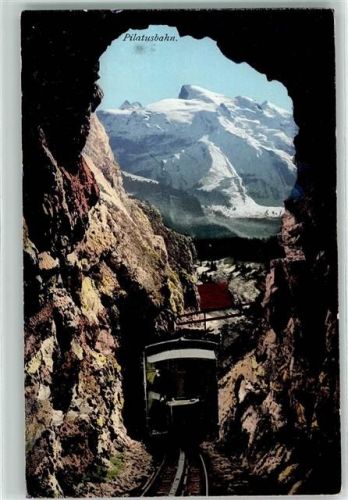 Alpnachstad 1910 Pilatusbahn Tunnel mit Blick auf den Titlis