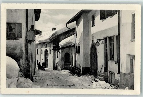 Samedan 1917 Dorfgasse im Engadin Pferdeschlitten
