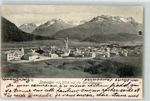 Samedan 1908 Blick auf die Berninagruppe