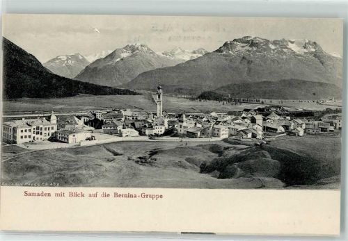 Samedan Blick auf die Berninagruppe