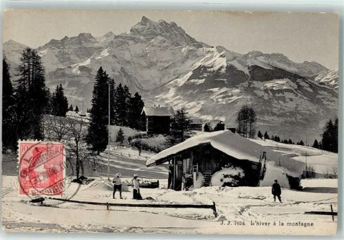 Prêles 1908 Winter in der Montagne