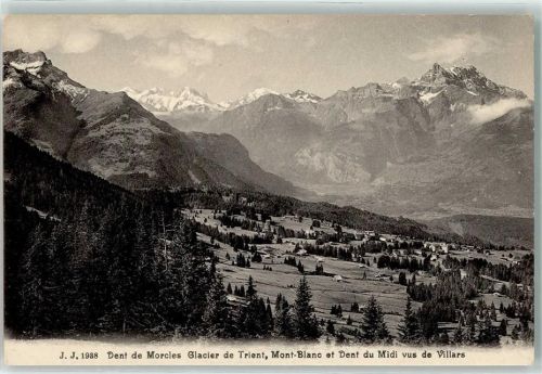 Villars-sur-Ollon Dent de Morcles Glacier de Trient Mont Blac et Dent du Midi vus de Villars