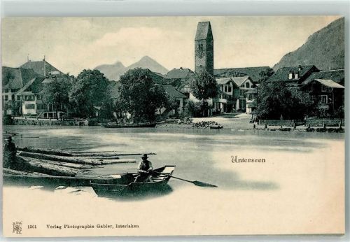 Unterseen Kirche Ruderboot