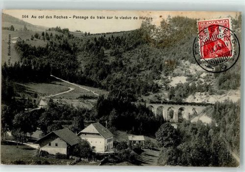 Col des Roches 1913 Passage du train sur le viaduc de Malpas