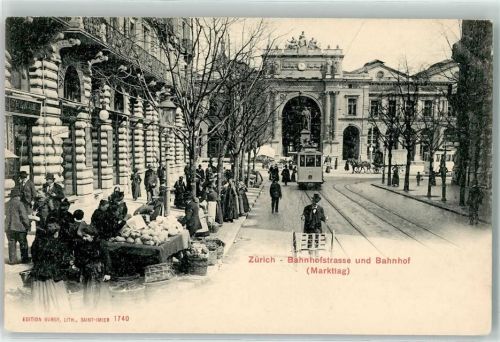 Zürich Bahnhof Straßenbahnen Marktszene