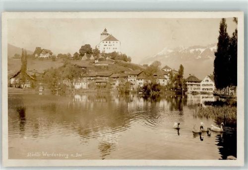 9470 Werdenberg - Schloss Schwäne auf dem See