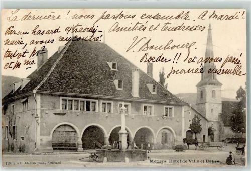 Môtiers NE 1903 Hotel de Ville Eglise