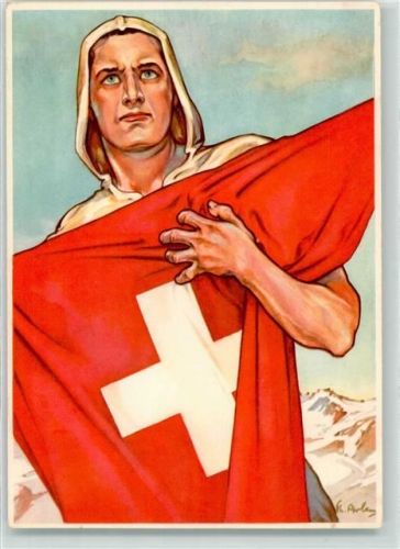 650 Jahre Eidgenossenschaft Schweizer Nationalfahne sign.Arlem Bundesfeier / Pro Patria Schweiz 1941 Künstlerkarte