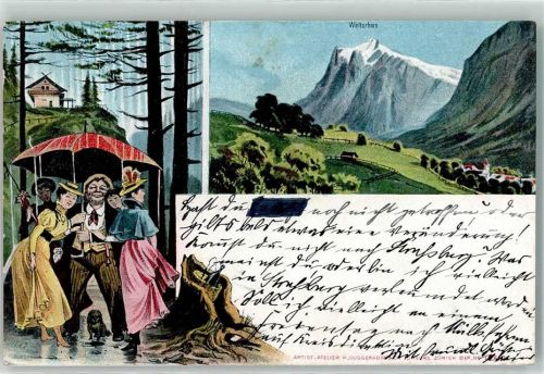 Wetterhorn 1913 Hund Regenschirm Weinflaschen