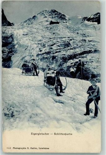 Eigergletscher 1906 Schlittelpartie auf dem Gletscher