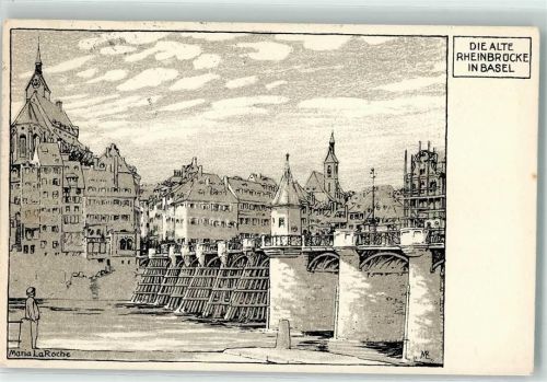 Basel Alte Rheinbrücke sign. Maria La Roche