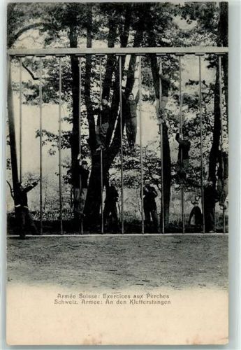Colombier NE 1906 Schweizer Armee an den Kletterstangen