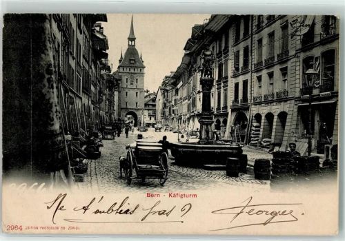 Bern 1904 Käfigturm Marktszene