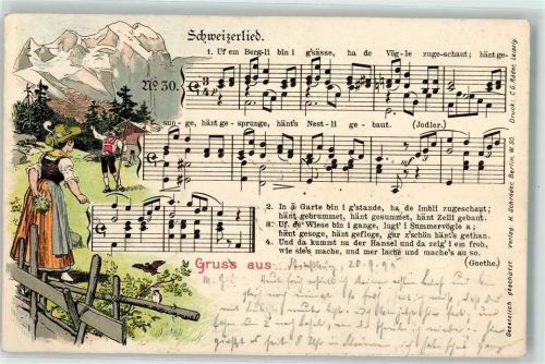 1899 Schweizerlied Noten und Text Uf em Bärgli bin i gsässe