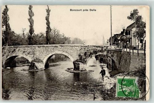 Boncourt 1910 Dampfzug Brücke