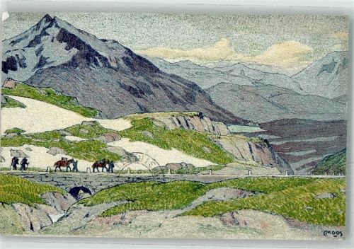 St Gotthard 1917 Pass Pferde sign. Moos