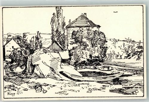 8212 Neuhausen am Rheinfall Künstlerkarte Schlösschen Wörth sign. Rüegg