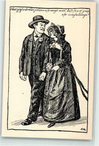 Bern 1914 Landesausstellung Ehepaar in Berner Tracht sign. R.Münger Offizielle Künstlerpostkarte No.17