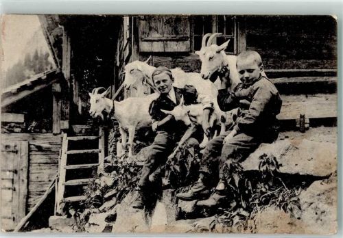 1911 Ziege Kinder Berghütte