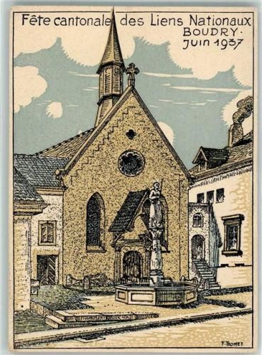 Boudry 1937 sign. Tromet,F. Kantonsfest der nationalen Verbindungen