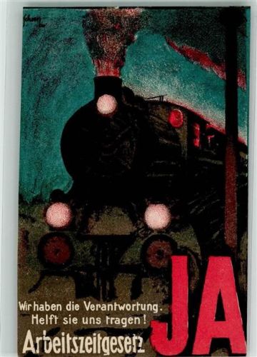 Eisenbahn Arbeitszeitgestz Ja Lithographie/Künstlerkarte