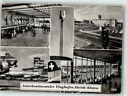 8302 Kloten Foto AK Flughafen Swiss Air Lines Denkmal