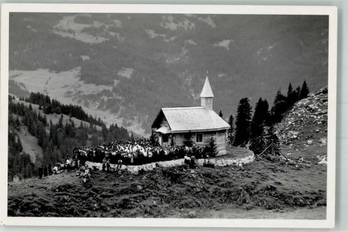 8842 Unteriberg Foto AK Kirche Kapelle Käsernalp Hüttenstempel Drusberghütte