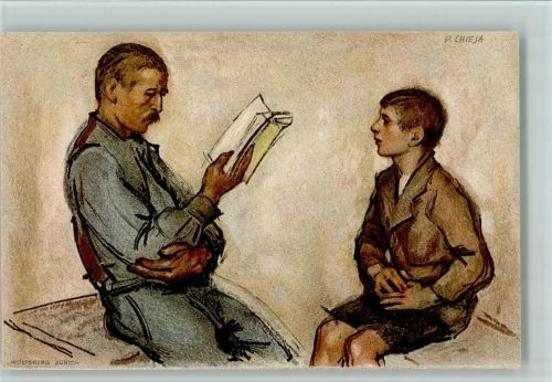 sign P. Chiesa 1922 - Schweizer Volksbibliothek, Buch lesen - gute Erhaltung