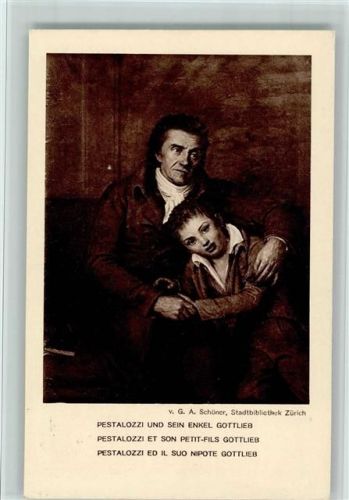 Pestallozzi und sein Enkel Gottlieb 1914 AK Bundesfeier / Pro Patria Schweiz
