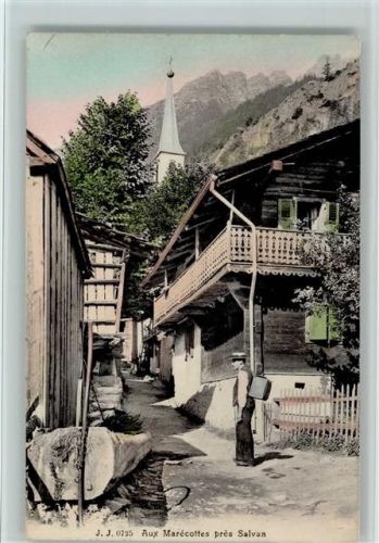 Les Marécottes 1911 Volkstype auf der Straße,Verlag J.J. Nr. 0725, gute Erhaltung.