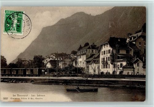 Bouveret 1912 Teilansicht am Wasser mit Ruderboot u. Güterwagen,Verlag Freres Nr. 5837, Stempel auf der Ansicht Erhalt II