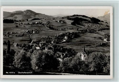 9621 Oberhelfenschwil 1930 - Teilansicht mit Kirche,Verlag Burghardt Nr.4005, gute Erhaltung AK.