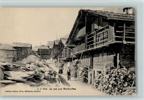 Les Marécottes Strassenansicht, La rue aux Marecottes, Verlag J.J. Nr. 6719, gute Erhaltung AK.
