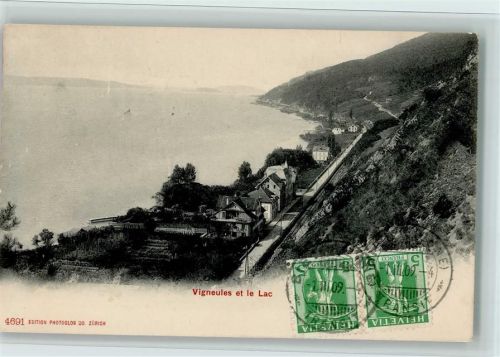 Biel VS 1909 Strassenansicht am Wasser, Verla Photoglb Nr. 4691, Erhaltung Flecken.