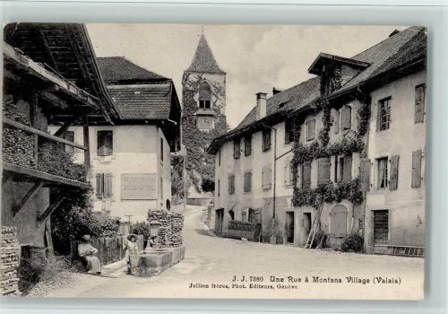 Montana 1910 Strassenansicht, Une Rue a Montana Village, Verlag J.J. Nr. 7380, Marecottes