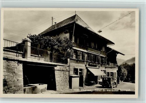 Charmey 1939 Verlag SG Nr. 7035 - Hotel du marechal Ferrant, Auto, sehr gute Erhaltung AK