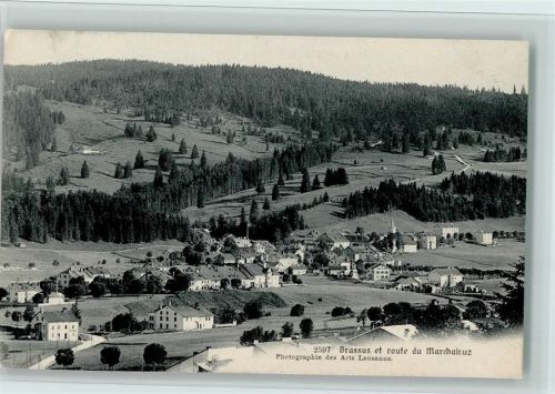 Le Brassus 1906 Vue generale, et Route du Marchairuz, gute Erhaltung AK