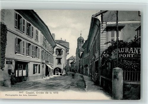 Coppet entree de la Ville, Restaurant du Port , sehr gute Erhaltung AK