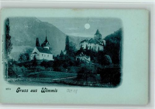 Wimmis 1898 Gruss aus - Burg und Kirche, gute Erhaltung AK