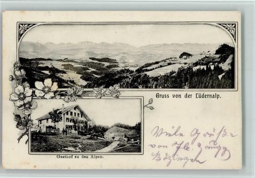 Lüderenalp 1909 Gasthof zu den Alpen, Lüdernalp - gute Erhaltung , kleine Flecken AK