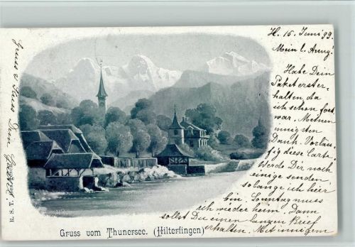 Hilterfingen 1899 Teilansicht am Thunersee, gute Erhaltung , kleine Stempelspur AK