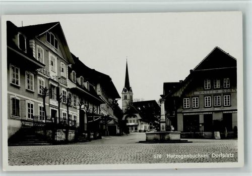 Herzogenbuchsee 1936 Hotel de Sulei, Dorfplatz , Brunnen, sehr gute Erhaltung AK