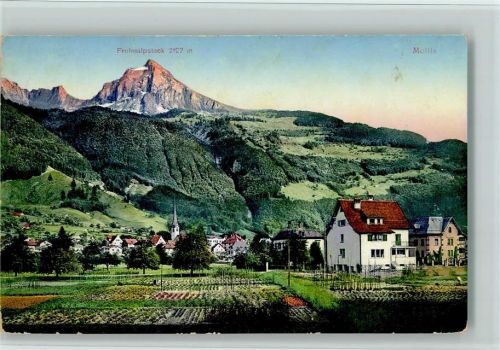 Mollis 1920 mit Berg Frohnalpstock, gute Erhaltung AK