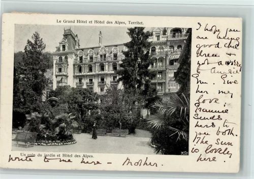 Territet 1907 Le Grand Hotel et Hoteldes Alpes, gute Erhaltung AK