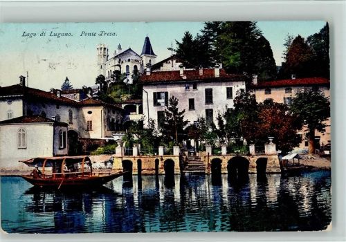 Ponte Tresa Lago di Lugano , Ponte Tresa, Holzboot, Verlag Goetz Nr. 4666 Stempelflecken AK