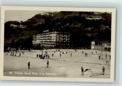 Villars-sur-Ollon Grand Hotwel et la Patinoire , Eishockey , gute Erhaltung AK