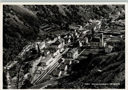 Campocologno 1966 Nr. 5987 - Teilansicht mit Bahnhof - Fotoverlag Steiner